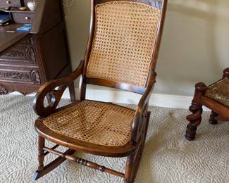 Antique Rocking Chair with Cane 