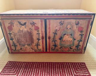 Antique Folk Art Handpainted Cabinet