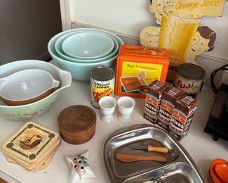 Vintage pyrex and appetizer forks and more!