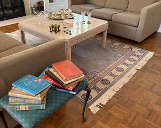Piano or vanity bench and vintage books