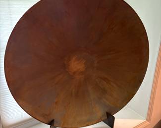 Copper large-scale round dish with heavy metal stand