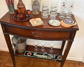 Console table with drawer and bar accessories