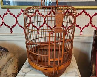 Antique wooden bird cage