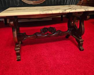 marble top, mahogany matching Victorian coffee table