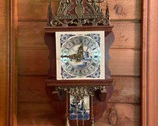 Delft Tile Clock (some light wear on bottom part of wood)
$75
