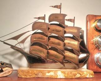 Large Metal Schooner, Gator Head, & Barometer