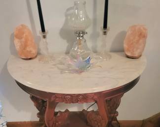 Marble Top Console Table with Swan Accents