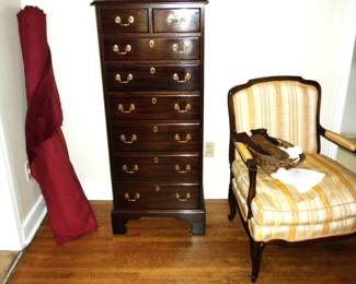 Virginia Galleries made from Solid Wild Cherry 8 Drawer Lingerie Chest of Drawers, Large Bolt Upholster or Drape Cloth
