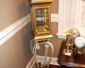 Curio Cabinet with Marble Top Stand & Iron
