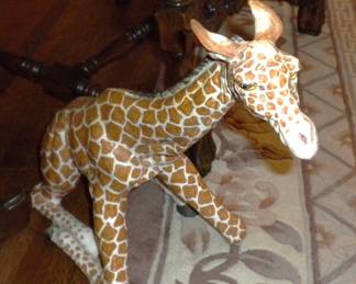 Large Italian Majolica Terracotta Glazed Giraffe