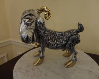 "Ephraim the Goat" a metal sculpture by Frank Meisler