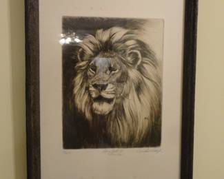 "Big Cat Simba"by Linda Lloyd 2/200/African Etching