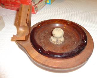 1960's Walnut Pipe Holder/Ashtray