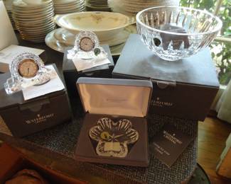 Waterford pieces/ Bowl is 7" Wicklow/Small Mantel Clocks/Shamrock