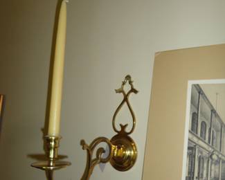 Pair Williamsburg Brass Wall Candles