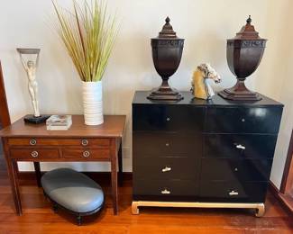 Antique Table - Hooker Chest - 19c. Wood Urns