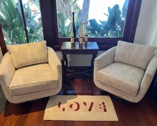 Pr. Swivel Chairs ~ Antique Table