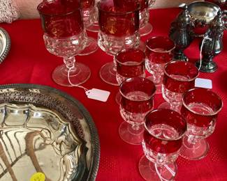 Georgian Ruby Red Goblets and Cordial glasses