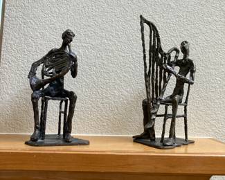 Mid Century cast metal musical sculptures