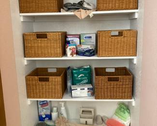 Wicker baskets and bath items