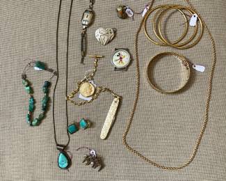 Jewels - gold, sterling and tourquoise