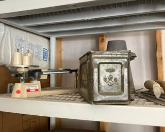 Ohaus triple beam balance, Military ammo box