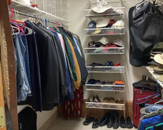Men's clothing....shirts, jeans, jackets, suits, ball caps and dress hats, shoes