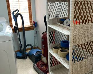 Vacuums (3), Wicker shelves