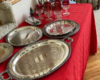 Silver plate serving pieces, Wine Goblets
