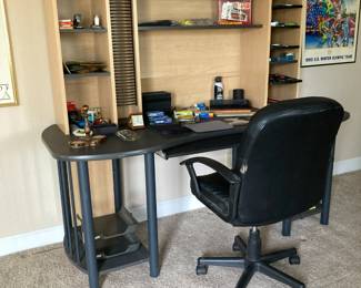 Office Desk and chair, Office supplies....pens, rulers, etc, Model Cars