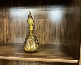 Amber Empoli Italian Glass Genie Bottle