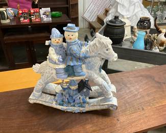 Enesco Snow Buddies Ride Em Buddies Rocking Horse Figurine