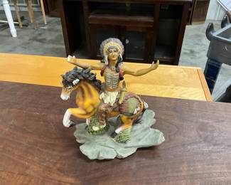 Native American On Horseback Figurine