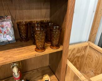Indiana Glass Colony Whitehall Amber Cubist Glasses