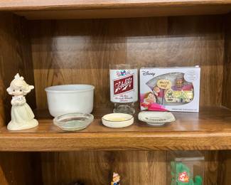 Precious Moments Figurine - Milk Glass Mixing Bowl - Ash Trays - Schlitz Beer Glass - Disney Grumpy Toy