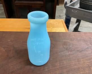 Blue Milk Glass - 1 Pint Milk Jar