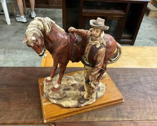 1970's Western Cowboy & Horse Figurine