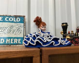 Coca-Cola Metal Sign - Doll w/Crocheted Dress