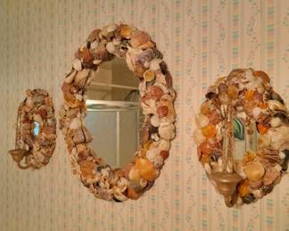 Vintage Shell Mirror Set