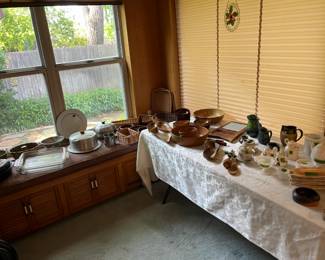 Vintage kitchen bakeware and serving dishes