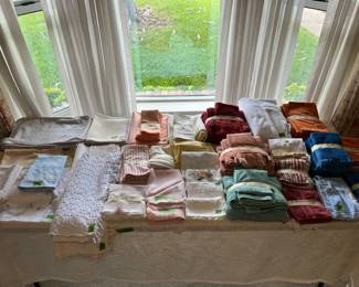 Lots of towels, napkins, etc