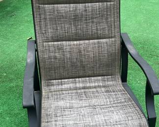 Swivels and rocks Very sturdy chair but the seat is tearing. A cushion would fix that!