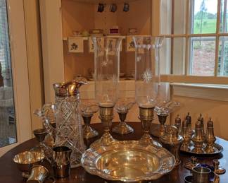 Rogers Sterling tray and S&P shakers.