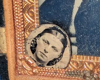 Close up of tin type.