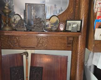 Antique oak mantle