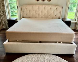 PM Bedroom Gallery King size upholstered button back bed with frame and mattress set