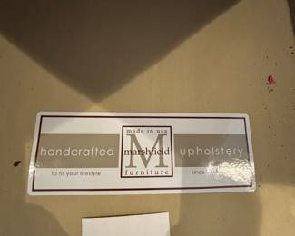 Manufacturers label of Marshfield sofa