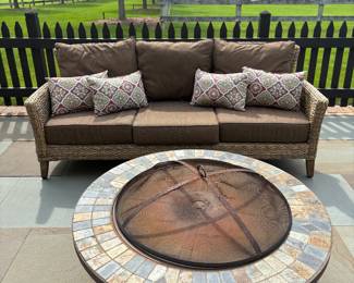 Brown Jordan sofa and firepit