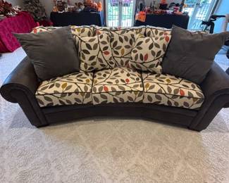 Great curved sofa with upholstered cushions by Marshfield made in the USA