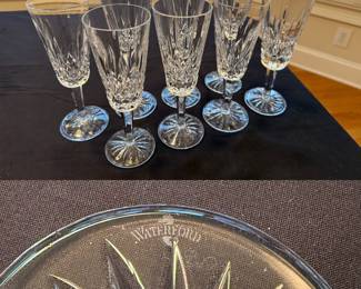 ( 8 ) Waterford Crystal Lismore
Champagne Flute Glasses 71/4"